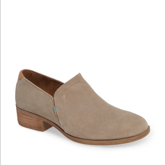 toms shaye booties in desert taupe suede